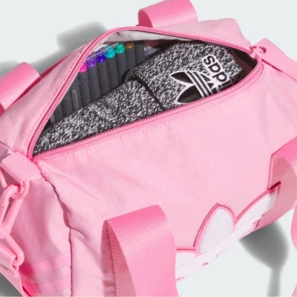 Adidas Trefoil Chenille Crossbody Bag- Bliss Pink/White - Picture 2 of 6